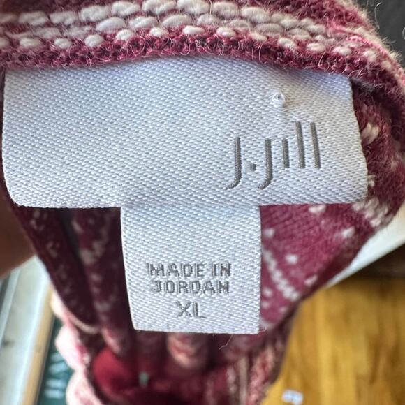 J.Jill Women’s Red & White Embroidered Long Sleeve Cotton Blend Top XL - Picture 5 of 7